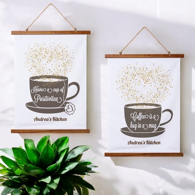 Tapisserie Suspendue Citation Motivationnelle Café Thé (Créateur téléchargé)