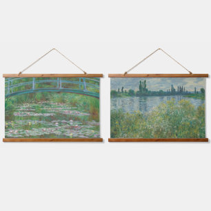 Tapisserie Suspendue Claude Monet Ensemble de 2 Bridge River Vieux art 
