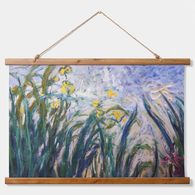 Tapisserie Suspendue Claude Monet - Iris jaunes et violets (Devant)