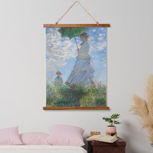 Tapisserie Suspendue Claude Monet Wall Art Femme Avec Parasol (Chambre à coucher)