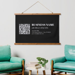 Tapisserie Suspendue Code QR personnalisé & Texte rétro-moderne modifia