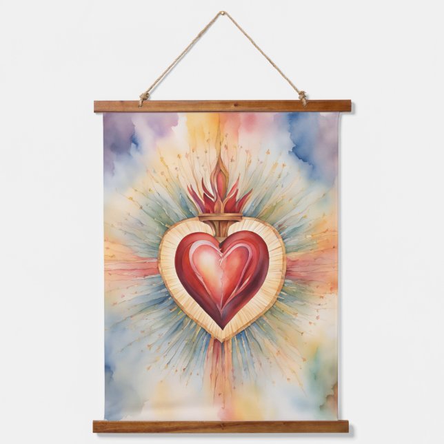 Tapisserie Suspendue Coeur d'amour de Jésus Aquarelle (Recto)