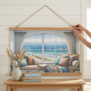 Tapisserie Suspendue Coin cosy de fenêtre côtière Cottagecore