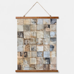 Tapisserie Suspendue Collage rustique Vintage journal Patchwork (12)