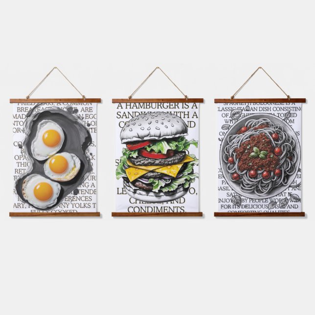 Tapisserie Suspendue Collection d'art alimentaire par CallisC Arts ⭐ ⭐  (Tripler)