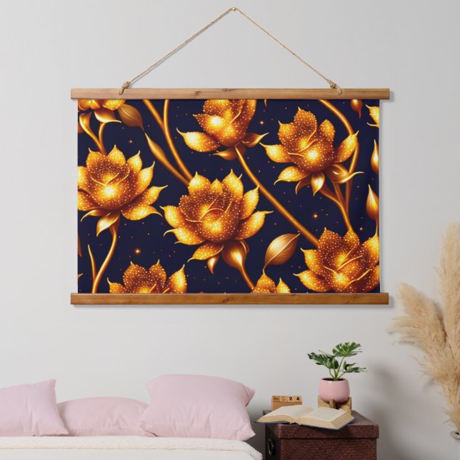 Tapisserie Suspendue Collection de Roses d'or de luxe moderne (Chambre à coucher)