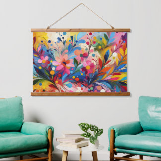 Tapisserie Suspendue Colorful Abstract Flowers Vibrant Explosion Art Ch