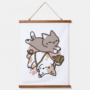 Tapisserie Suspendue Conception de chats mignons et joueurs – Art de pa