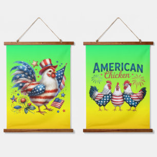 Tapisserie Suspendue Conception de poulet américain patriotique du 4 ju
