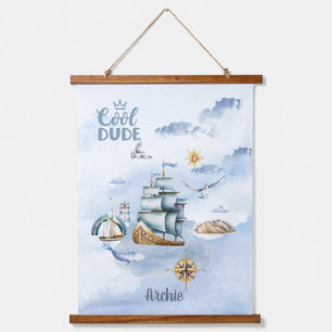 Tapisserie Suspendue Cool Dude Ship in the Ocean Personnalisable