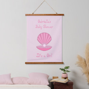 Tapisserie Suspendue Coquille d'huîtres pour fille rose et Baby shower 