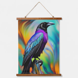 Tapisserie Suspendue Corbeau violet, fond de lumières nordiques