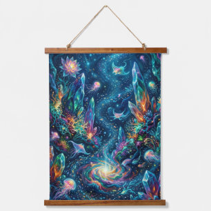 Tapisserie Suspendue cosmic deep sea bioluminescent arts poster