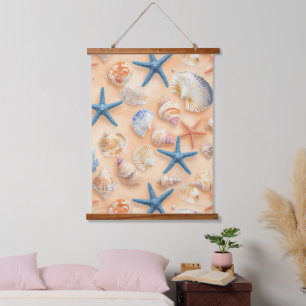 Tapisserie Suspendue Côtière rustique - Coquillages, Poissons étoilés, 