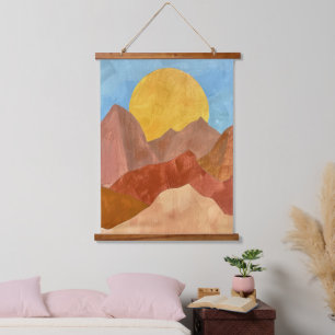 Tapisserie Suspendue Coucher de soleil de la montagne Boho - Paysage to