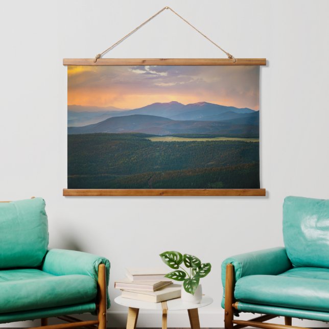 Tapisserie Suspendue Coucher de soleil sur Angel Fire, Nouveau-Mexique (Salon)
