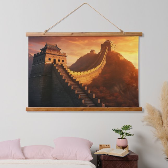 Tapisserie Suspendue Coucher de soleil sur la Grande Muraille de Chine  (Chambre à coucher)