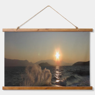 Tapisserie Suspendue Coucher de soleil sur les vagues en Croatie