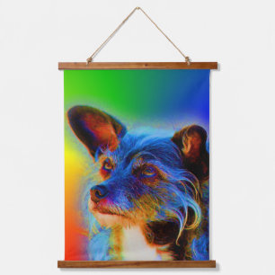 Tapisserie Suspendue Couleurs arc-en-ciel Terrier Chien Abstrait Art
