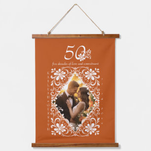 Tapisserie Suspendue Couple romantique photo brûlé orange 50 ans