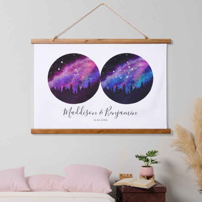 Tapisserie Suspendue Couples Personnalisés Cadeaux Zodiac N'Importe Que (Chambre à coucher)