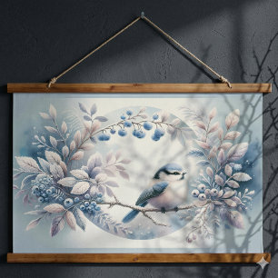 Tapisserie Suspendue Couronne de baies de merlebleu d'hiver