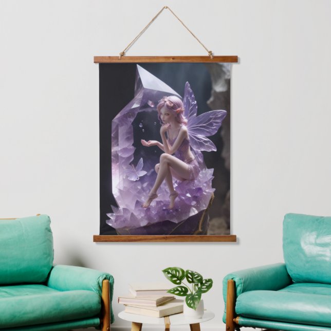 Tapisserie Suspendue Cristaux de guérison Améthyste Fairy Wall Art (Salon)
