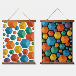 Tapisserie Suspendue Cubes galore Wood Topped Wall Tapestry