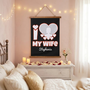 Tapisserie Suspendue Custom I Love My Wife - Ajouter Nom & Photo