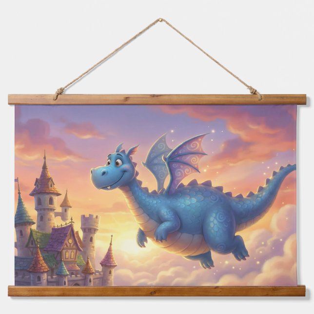 Tapisserie Suspendue Cute Blue Dragon Fantasy Throw Pillow (Devant)