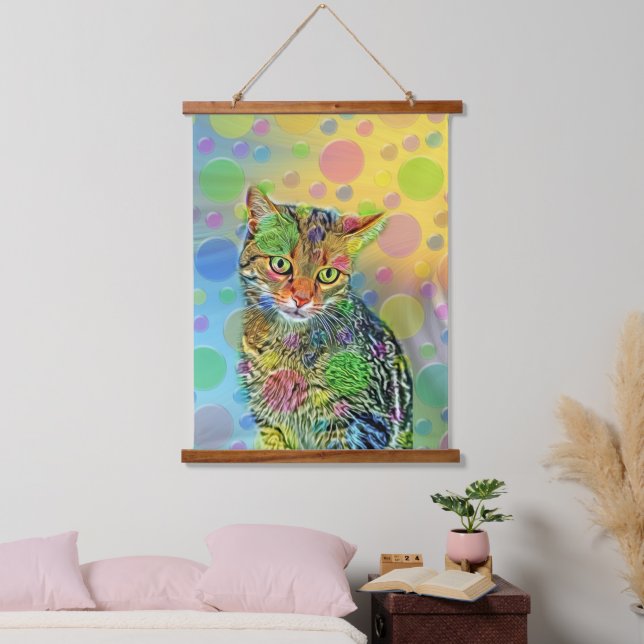 Tapisserie Suspendue Cute kitten - abstrait - peinture colorée (Chambre à coucher)