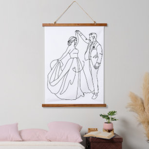 Tapisserie Suspendue Danse Éternelle – Ligne d'art minimaliste pour mar