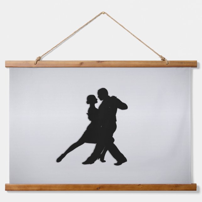 Tapisserie Suspendue Danseurs Tango Silhouette 2 Argent (Devant)