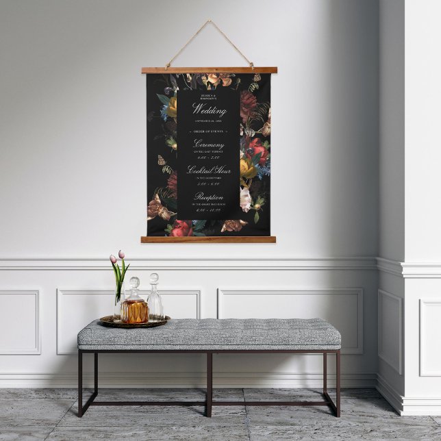 Tapisserie Suspendue Dark Romantic Floral Masters Mariage Bienvenue (Créateur téléchargé)