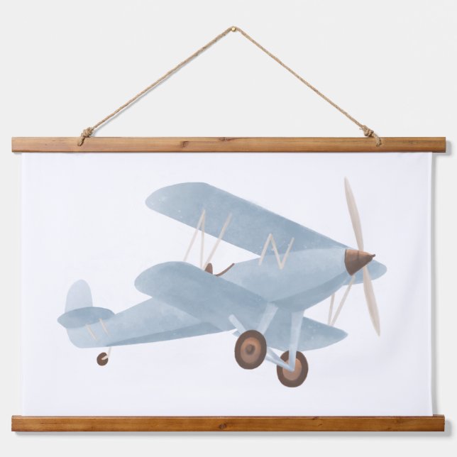 Tapisserie Suspendue Décor bleu biplane en pépinière suspendu tapisseri (Devant)