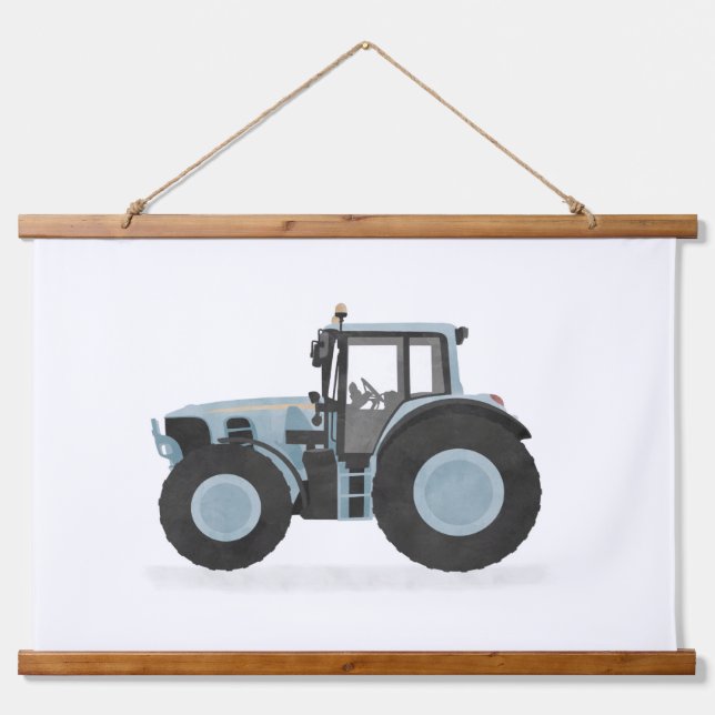 Tapisserie Suspendue Décor Chambre Enfants Tracteur Bleu (Devant)