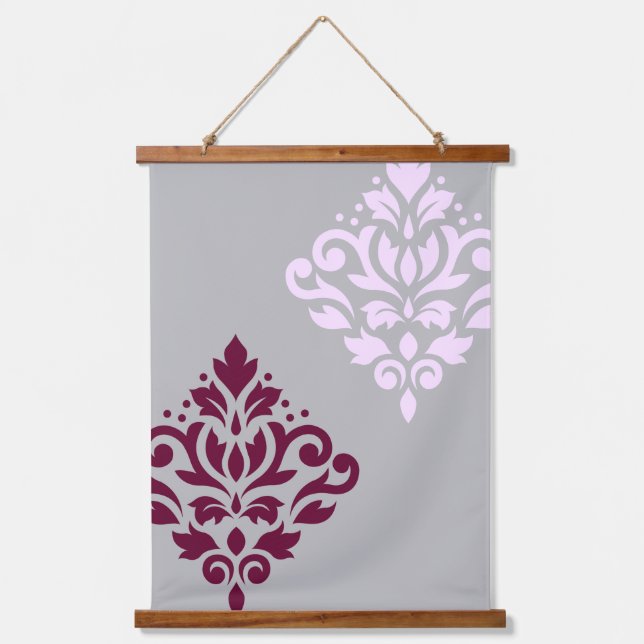 Tapisserie Suspendue Défiler Damask Art I Plum rose Grey (Recto)