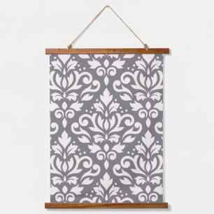 Tapisserie Suspendue Défiler Damask Grande crème Motif sur gris
