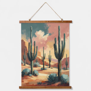 Tapisserie Suspendue Desert Cactus Dream - Sud-Ouest Abstrait