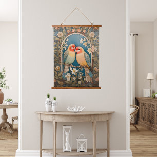 Tapisserie Suspendue Deux Lovebirds Vintage Floral élégant
