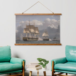 Tapisserie Suspendue Deux navires russes à huile sur toile