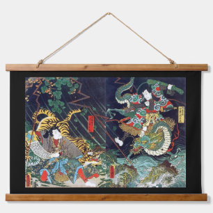 Tapisserie Suspendue Dragon se bat contre le Tigre, Toyokuni, Ukiyo-e