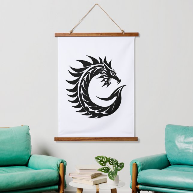 Tapisserie Suspendue Dragon Styled Letter C, Dragon Alphabet, Monogram (Salon)