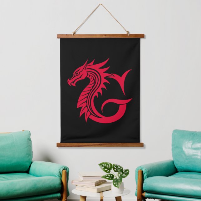 Tapisserie Suspendue Dragon Styled Letter G, Dragon Alphabet, Monogram (Salon)