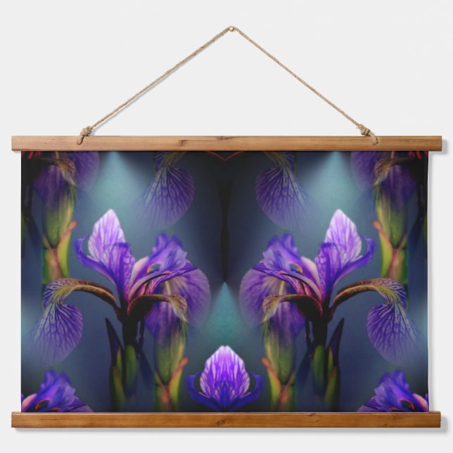Tapisserie Suspendue Drapeau bleu Iris Fleur Art Abstrait (Devant)