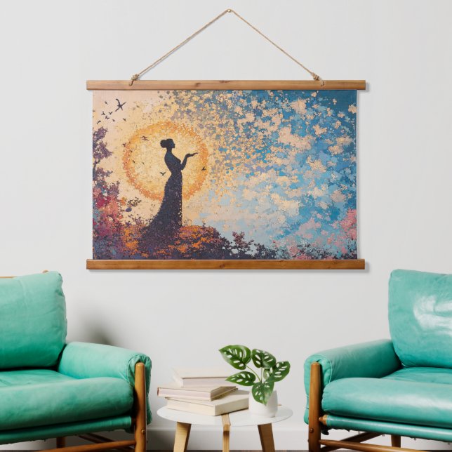 Tapisserie Suspendue Dreamlike Serenity : Imaginaire Silhouette Wall Ta (Salon)