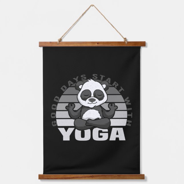 Tapisserie Suspendue Drôle panda mignon faisant yoga. drôles de yoga po (Recto)