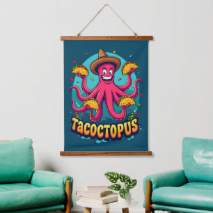 Tapisserie Suspendue Drôle Taco Octopus Cartoon Alimentation Pun