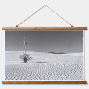 Tapisserie Suspendue Dunes de sable du désert noir et blanc avec Yucca