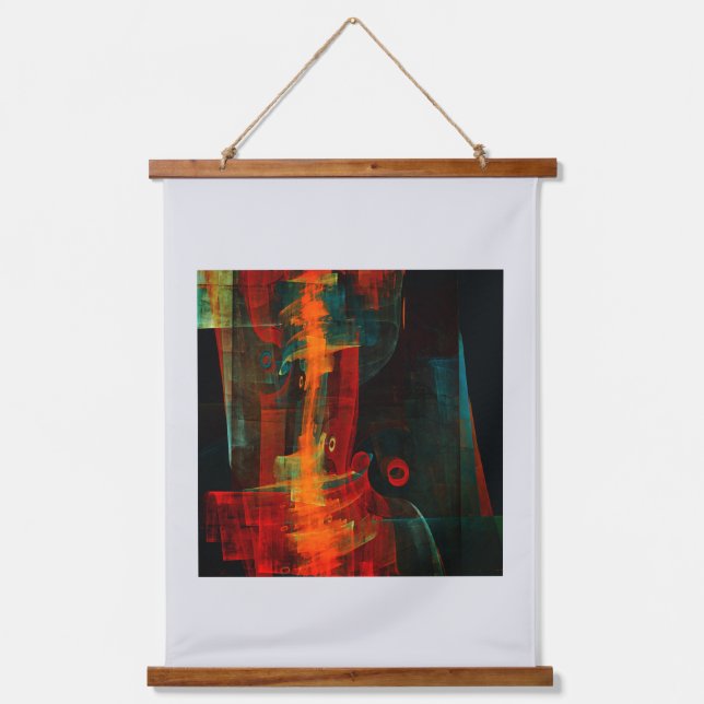 Tapisserie Suspendue Eau Orange Rouge Bleu moderne Art Abstrait Motif (Recto)